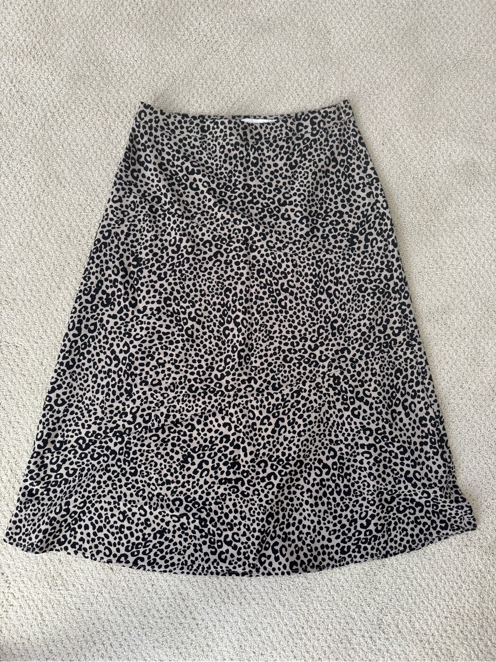 Leopard Print A-Line Skirt - Black and Cream